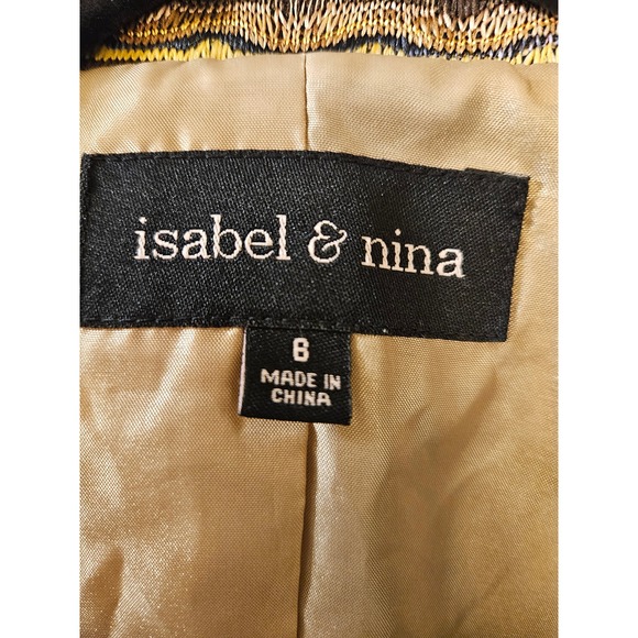 Isabel & Nina Womens Textured Knit Blazer Brown Gold Multi Color Jacket Size 6 - Picture 2 of 10